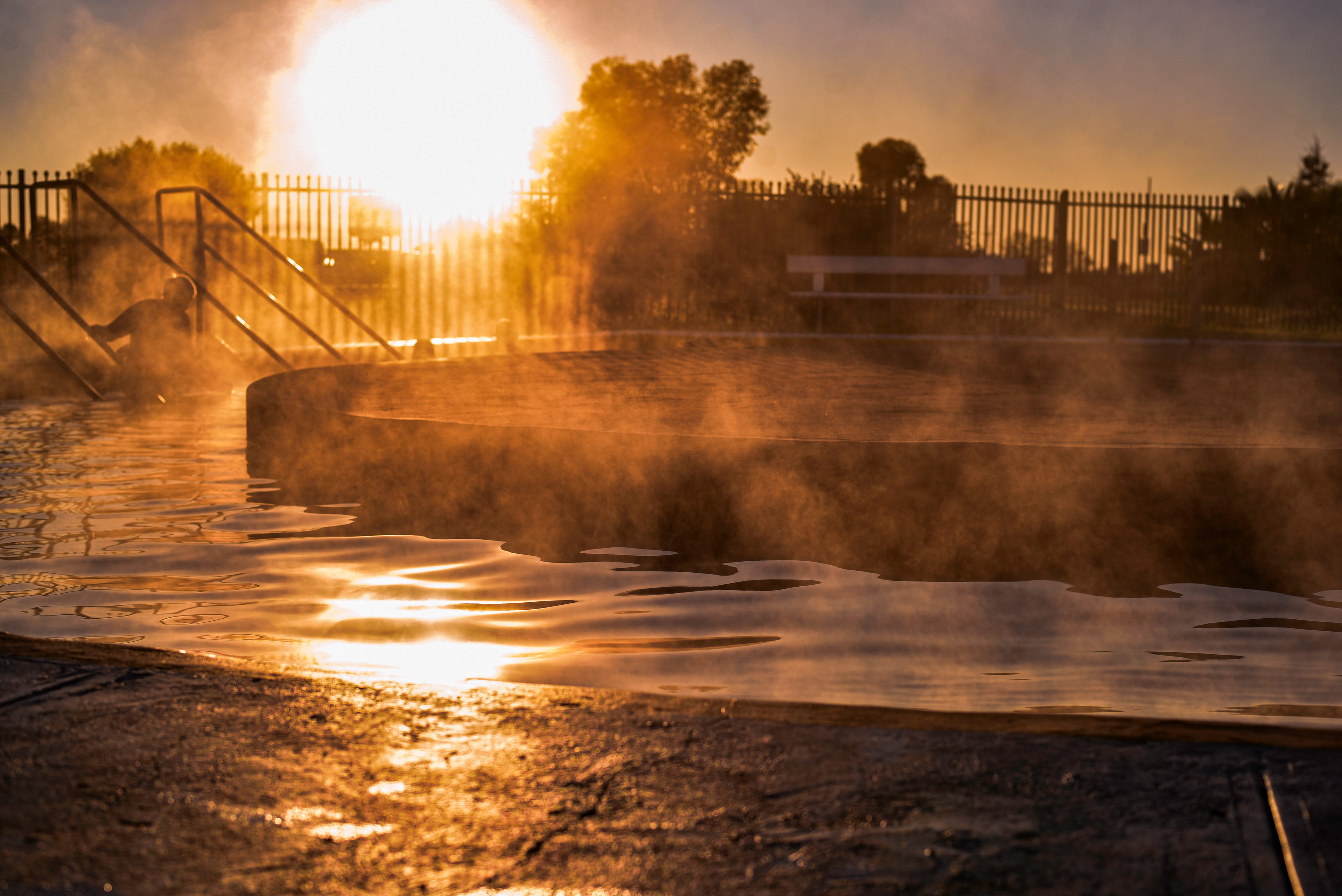 Burren Junction Bore Baths pool area in New South Wales